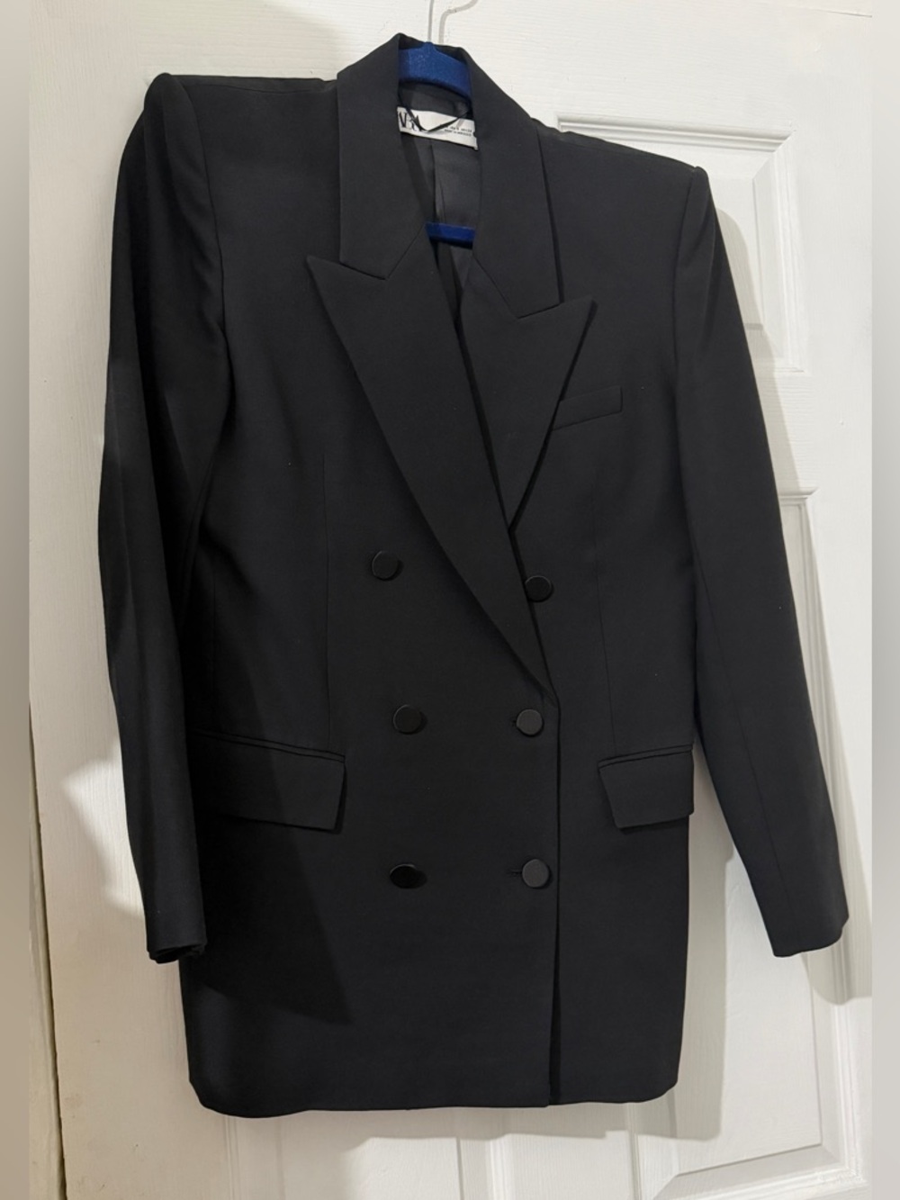 Zara Black Double-Breasted Tailored Blazer